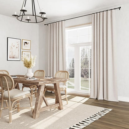 Guken 100% Blackout Curtains 84 Inch Length 2 Panels Set for Living Room Bedroom Back Tab Thermal Insulated Black Out Linen Drapes Room Darkening Window Curtains 84 Inches Long, Sand Beige