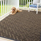 OLANLY Front Door Mat Indoor Outdoor Entrance, Waterproof All-Season, All-Weather Doormat, Sturdy Natural Rubber, Low Profile, Easy Clean Patio Porch Entryway Mat, Herringbone Brick (Brown, 71x47)