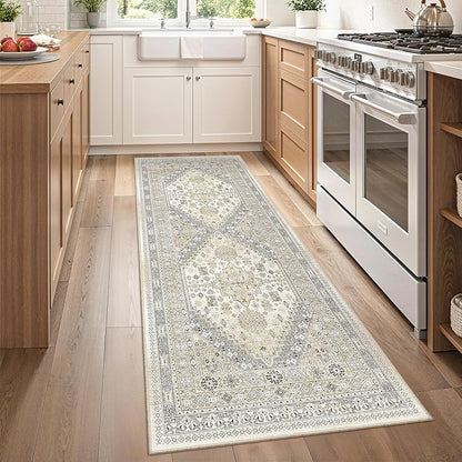 zesthome Runner Rug 2x5 - Stain Resistant Machine Washable Rug, Non Slip Vintage Hallway Runner Rugs, Low Pile Lightweight Runners for Kitchen, Entryway and Corridor