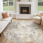 UERMEI 6ft Round Area Rug Living Room Rugs - 6x6 Washable Neutral Modern Abstract Soft Thin Rug Indoor Floor No Slip Rug Carpet for Bedroom Under Dining Table Home Office Decor - Golden Grey