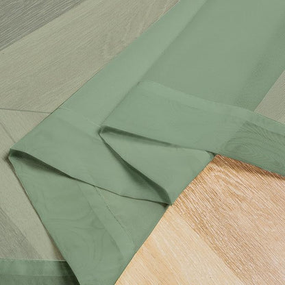 Chyhomenyc Sage Green Sheer Valances for Windows - Light Filtering Small Kitchen Curtains, Rod Pocket Short Top Window Treatment Decor for Living Room Bathroom Basement, 42Wx16L inches, 2 Panels
