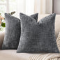 decorUhome Dark Grey Chenille Euro Sham Throw Pillow Covers 24x24 Set of 2 Textured Soft Cozy Slubby Couch Pillow Covers Modern Farmhouse Boho Decorative Pillow Cases for Bed Sofa Living Room