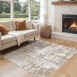 UERMEI Square Area Rugs : Washable 6x6 Neutral Modern Abstract Carpet for Living Room Bedroom - Soft Floor Mat with Non Slip Backing for Kitchen Nursery Dorms Farmhouse Home Decor - Brown/Grey/Red