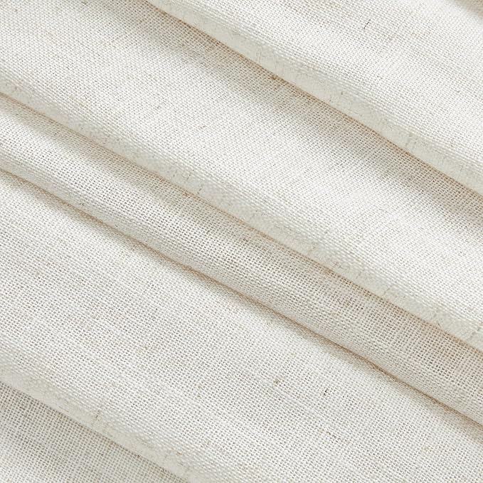 MYSKY HOME Kitchen Window Curtains Half Sheer Drapes 45 Inches Long, Boho Farmhouse Style Linen Polyester Blend Fabric, Decorative Texture for Bathroom/Closet/Cafe, 50" x 45", Linen, 2 Pieces