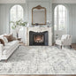Washable Area Rug 8x10, Large Soft Rugs for Living Room Vintage 8x10 Area Rugs for Bedroom Dining Room Non-Slip Stain Resistant Under Table Blue Ivory Rug
