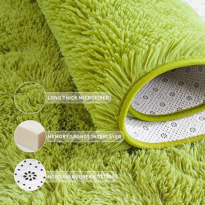 Tepook Area Rugs 9x12 for Living Room, Super Soft Fluffy Rugs for Bedroom, Modern Shaggy Rug Fuzzy Carpets for Kids, Plush Indoor Nursery Home Decor Rug with Non-Slip Bottom, Grass Green