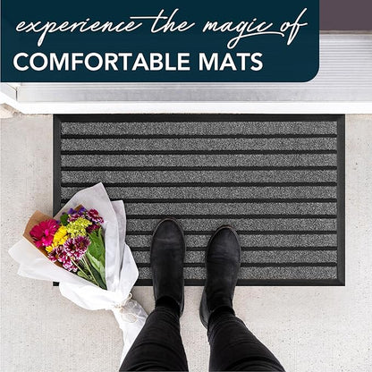 ubdyo Extra Durable Door Mat - Dirt Trapping Outdoor Welcome Mats - Non-Slip Outdoor Indoor Entrance - Low Profile Front Doormat (36" x 24", Bright Grey)