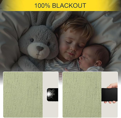 Light Sage Blackout Curtains for Bedroom Aesthetic 54 Inch Long 2 Panel Thermal Insulated Darkening Vintage Curtains for Small Window Short Length Classroom Playroom Linen Look Cottage Core Sage Green