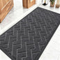 OLANLY Front Door Mat Indoor Outdoor Entrance, Waterproof All-Season, All-Weather Doormat, Sturdy Natural Rubber, Low Profile, Easy Clean Patio Porch Entryway Mat, Herringbone Brick (Grey, 47x23)