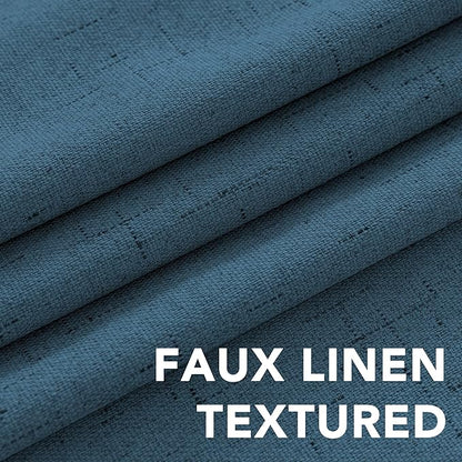 H.VERSAILTEX 100% Blackout Curtains for Bedroom Thermal Insulated Linen Textured Curtains Heat and Full Light Blocking Drapes Living Room Curtains 2 Panel Sets, 42x45 Inch, Blue Sapphire