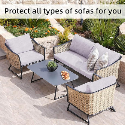 8Pcs Stretch Velvet Patio Cushion Cover,Fluffy,for Fall Outdoor Couch Cushion Cover Replacement,Washable Indoor Outdoor Cushion Slipcovers(Smoke Gray,Cover Only)