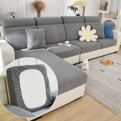Couch Cushion Covers for Sofa Couch Covers Wear-Resistant Universal Sofa Cover Washable Stretch for Sectional Slipcovers (Texture-Gray,Back Cover M)