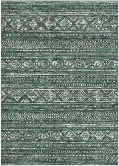 Nakagishi 6x9 Area Rugs Living Room: Washable Boho Large Neutral Soft Farmhouse Rug Stain Resistant Modern Indoor Floor Non-Slip Carpet for Bedroom Nursery Kids Playroom Office Dining Room Dorm- Green