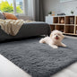 OLANLY 4x5 Machine Washable Accent Rug, Soft Fluffy Shaggy Area Rug for Bedroom, Living Room, Indoor Floor Carpet for Kids, Nursery, Home Decor, Grey