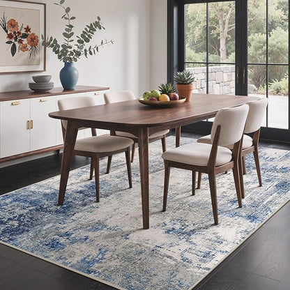 BEIMO Area Rugs 8x10 for Living Room Bedroom, Modern Abstract Machine Washable Rug, Large Soft Low Pile Floor Carpet with Non Slip Backing for Dining Room, Blue