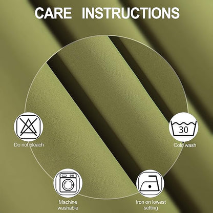 LEMOMO Blackout Curtains 66 x 95 inch/Olive Green Curtains Set of 2 Panels/Thermal Insulated Room Darkening Bedroom Curtains