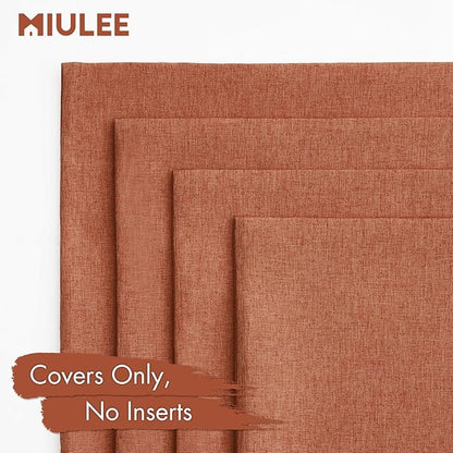 MIULEE Pack of 4 Decorative Rust Throw Pillow Covers Linen Waterproof Pillow Covers Outdoor Farmhouse Cushion Cases for Patio Garden Tent Balcony Couch Sofa 16x16 inch