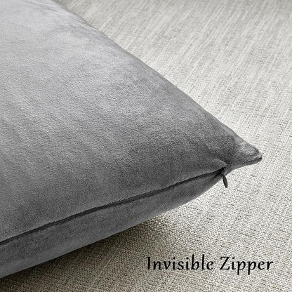 GIGIZAZA 22x22 Velvet Pillow Covers Set of 2,Dark Grey Throw Pillows Modern Covers for Living Room Decorative Luxury Solid Couch Sofa Big Square Pillow Cases