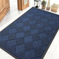 OLANLY Front Door Mat Outside Entrance 47x32, Absorbent, Heavy Duty Sturdy Natural Rubber Doormat Indoor Outdoor, Stain Fade Resistant, Non-Slip Low Profile Floor Mat for Entryway, Navy Blue Diamond