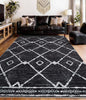 YIHOUSE Moroccan Rugs for Living Room, 6x9 Black and White Aztec Area Rug, Western Geometric Soft Low-Pile Washable Rugs for Bedroom, Dining Room