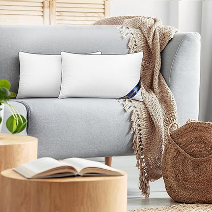 Utopia Bedding Throw Pillow Inserts (Pack of 2, White), 12 x 20 Inches Decorative Indoor Pillows for Sofa, Bed, Couch, Cushion Sham Stuffer