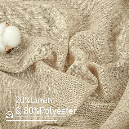 LAMIT Linen Curtains 84 inch Length for Living Room, Light Filtering Semi Sheer Panels Back Tab and Rod Pocket Neutral Drapes for Bedroom, Linen, 2 Panels, 34 x 84 Inch