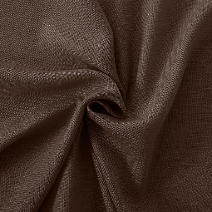 BGment Linen Curtains 54 Inch Length for Window, Brown Semi Sheer Drapes Light Filtering Textured for Living Room Kitchen Bathroom Decor Rod Pocket, 2 Panels Set, Each 42 Inch Wide