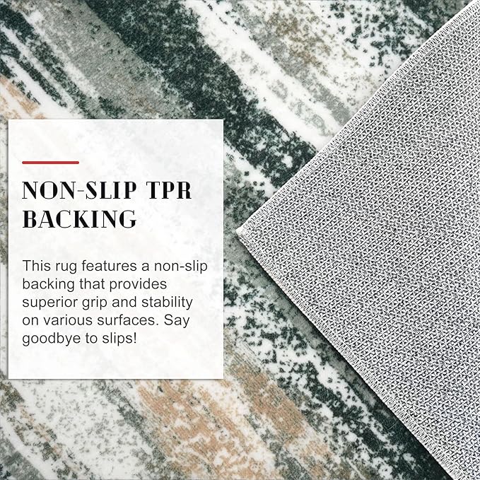 Lansny Modern Abstract Entryway Rug Indoor 2x3 Washable Rug Non-Slip Soft Small Area Rug Forest Green Kitchen Mats Thin Print Faux Wool Floor Carpet Throw Rugs for Entrance Bedroom