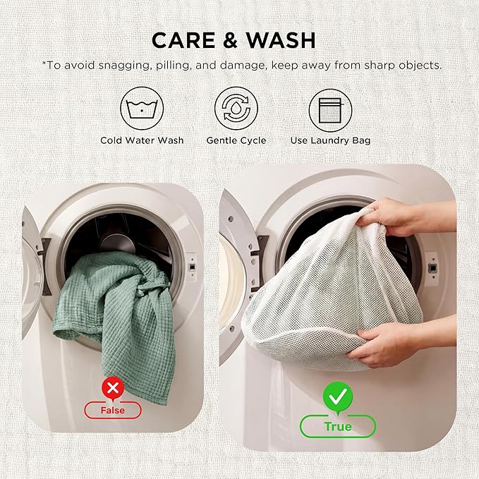 Bedsure 100% Cotton Muslin Throw Blanket Twin XL for Bed - 4-Layer Breathable and Lightweight Thin Soft Summer Gauze Muslin Blankets for Adults, Sage Green, 66x90 Inches