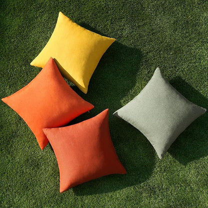 MIULEE Pack of 4 Decorative Outdoor Throw Pillow Covers Linen Waterproof Pillow Covers Farmhouse Cushion Cases for Halloween Patio Garden Tent Balcony Couch Sofa 18x18 inch Rust Green