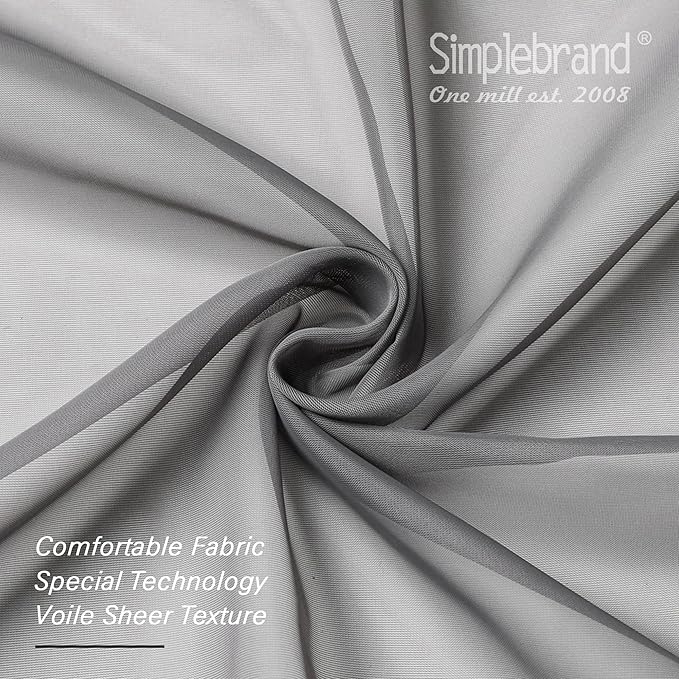 Simplebrand Grey Valances 14 Inches Long for Living Room Pocket 2 Panel Light Filtering Sheer Translucent Valence Toppers for Window Kitchen Bathroom Bedroom 42x14 Inch Length