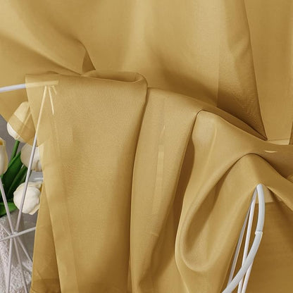 Chyhomenyc Gold Sheer Curtains 96 Inches Long 2 Panels, Light Filtering Gold Curtains for Living Room, Soft Gentle Voile Rod Pocket Bedroom Window Drapes, 59Wx96L Inch, 2PCS