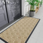 Smiry Front Door Mat Outside Entrance, Heavy Duty Sturdy Natural Rubber Doormat, Trap Dirt and Moisture, Easy Clean Low Profile Mats for Indoor Outdoor Entry, Grid Geometric (71x23, Beige)