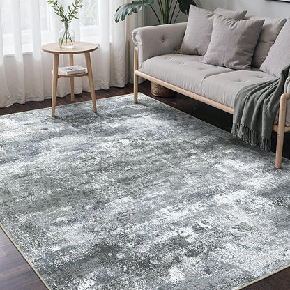 BEIMO Area Rugs 6x9 for Living Room Bedroom, Modern Abstract Machine Washable Rug, Large Soft Low Pile Floor Carpet with Non Slip Backing for Dining Room, Silver Grey