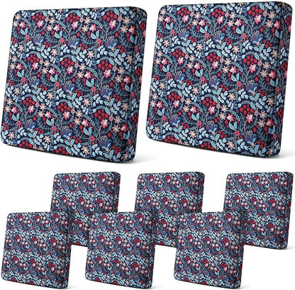 Newwiee 8Pcs Patio Cushion Covers Stretch Outdoor Cushion Cover Replacement for Patio Furniture Sofa Couch Slipcovers, Soft Flexibility Washable Furniture Protector(Paisley,Retro Color)