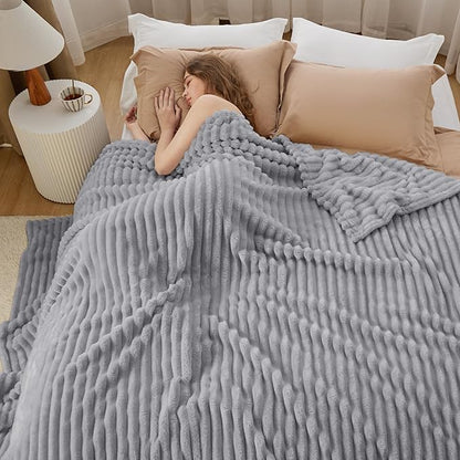 Bedsure GentleSoft King Size Blanket for Bed - Cozy Soft Blankets for Women, Cute Large Fleece Throws for Girls, Light Grey, 108x90 Inches