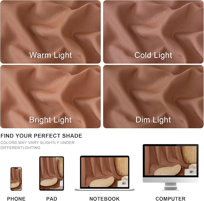 NICETOWN Linen Caramel Curtains 96 inches Long for Living Room, Grommet Thick Flax Linen Privacy Added with Light Filtering Window Treatments for Bedroom, W55 x L96, 2 Panels