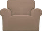 Easy-Going Stretch Chair Sofa Slipcover 1-Piece Couch Sofa Cover Furniture Protector Soft with Elastic Bottom for Kids, Pet. Spandex Jacquard Fabric Small Checks (Chair, Camel)