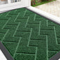 OLANLY Front Door Mat Indoor Outdoor Entrance, Waterproof All-Season, All-Weather Doormat, Sturdy Natural Rubber, Low Profile, Easy Clean Patio Porch Entryway Mat, Herringbone Brick (Green, 29.5x17)