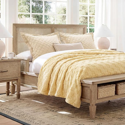 Bedsure GentleSoft Blankets Queen Size for Bed - Super Soft Cozy Blanket for Kids Girls, Large Fuzzy Fleece Throw for Bedroom Decor, Light Yellow, 90x90 Inches