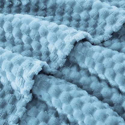 EXQ Home Fleece Throw Blanket for Couch or Bed - 3D Imitation Turtle Shell Jacquard Decorative Blankets - Cozy Soft Lightweight Fuzzy Flannel Blanket Suitable for All Seasons(50"×60",Blue)