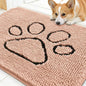 OLANLY Dog Door Mat for Muddy Paws 30x20, Paw Print Design, Absorbs Moisture and Dirt, Absorbent Non-Slip Washable Doormat, Quick Dry Chenille Mud Mat for Dogs, Entry Indoor Entryway Carpet, Peach