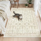 Soalmost 4x6 Area Rugs for Living Room, Vintage Washable Rugs for Dining Room, Bedroom, Home Office Decor, Non-Slip Beige/Brown Carpet Thin Rug