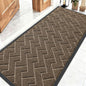 OLANLY Front Door Mat Indoor Outdoor Entrance, Waterproof All-Season, All-Weather Doormat, Sturdy Natural Rubber, Low Profile, Easy Clean Patio Porch Entryway Mat, Herringbone Brick (Brown, 59x23)