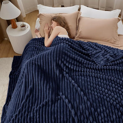 Bedsure GentleSoft Navy Fleece Blanket for Couch - Cozy Soft Blankets for Women, Cute Small Throws for Girls, 108x90 Inches