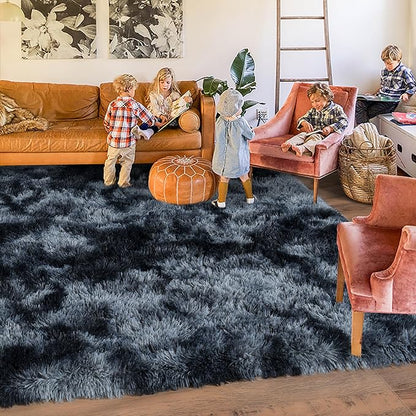 Rugs for Bedroom 4x6, Soft Shaggy Modern Shag Area Rug for Living Room, Upgrade Non-Slip Plush Fluffy Carpet for Kids Boys Girls Room Home Decor Aesthetic, Blue Grey