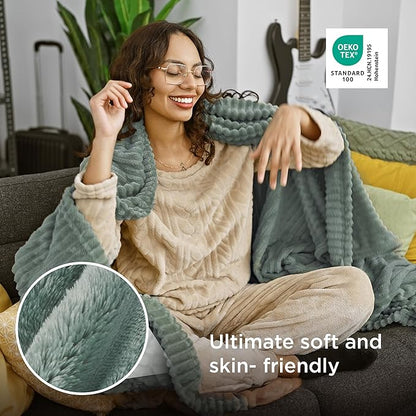 Bedsure GentleSoft Sage Green Fleece Blanket for Couch - Cozy Soft Blankets for Women, Cute Small Throws for Girls, 50x70 Inches