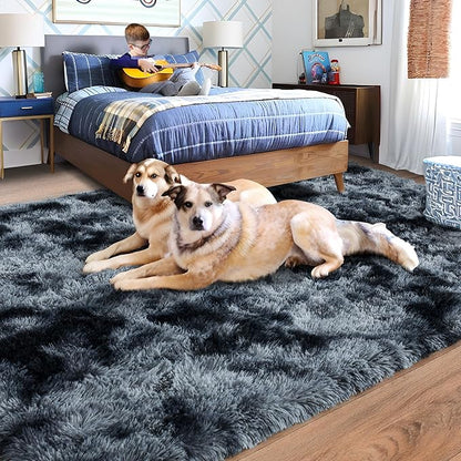 Rugs for Bedroom 4x6, Soft Shaggy Modern Shag Area Rug for Living Room, Upgrade Non-Slip Plush Fluffy Carpet for Kids Boys Girls Room Home Decor Aesthetic, Blue Grey