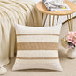Fancy Homi Set of 1 Boho Neutral Decorative Throw Pillow Cover 20x20 Inch for Couch Bed Sofa, Aesthetic Modern Organic Farmhouse Home Decor, Soft Cotton Cute Accent Macrame Woven Tan Cushion Case