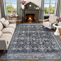 Lofus 8x10 Area Rug for Living Room,Black Washable Area Rugs with Non-Slip Backing,Soft Boho Carpets for Bedroom Dining Room Home Office Indoor Nursery